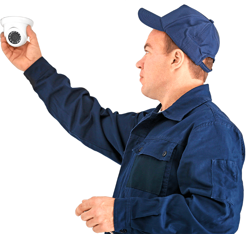 Security Technician installing CCTV Camera